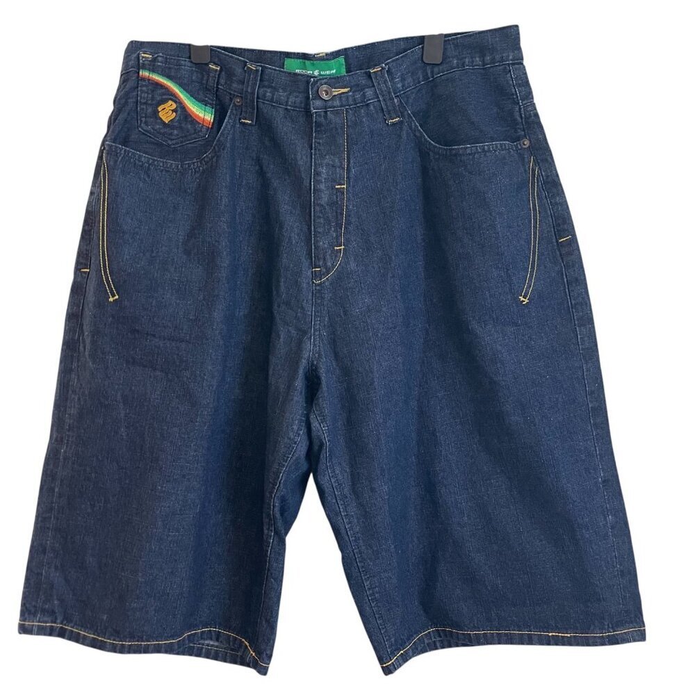 Rocawear Men Denim Shorts Size 38 Baggy Loose Fit Y2K Hip Hop Streetwear Retro